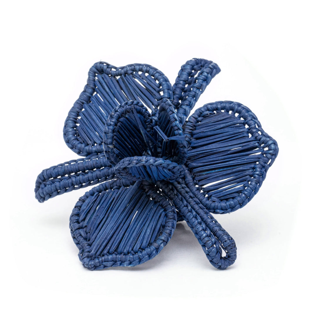 Woven Napkin Ring with Floral Pattern – Dark Blue
