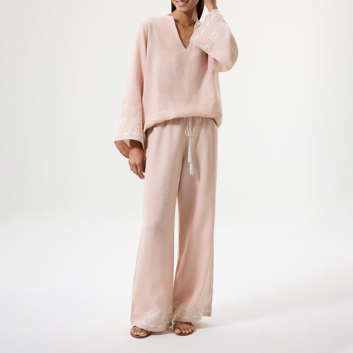 Bloom Nakışlı Pantolon - Pembe
