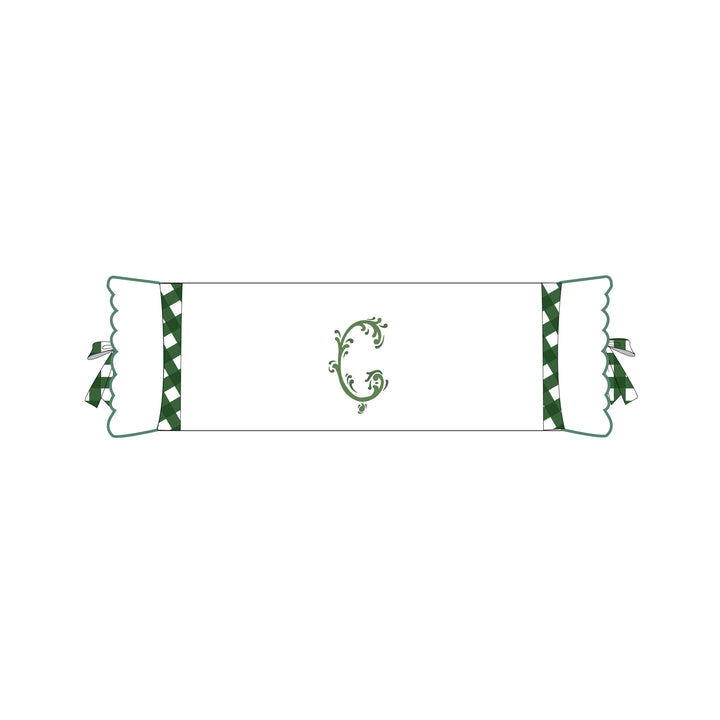 Seferî Flower Garden Bolster Cushion Cover with Monogram Embroidery - Green
