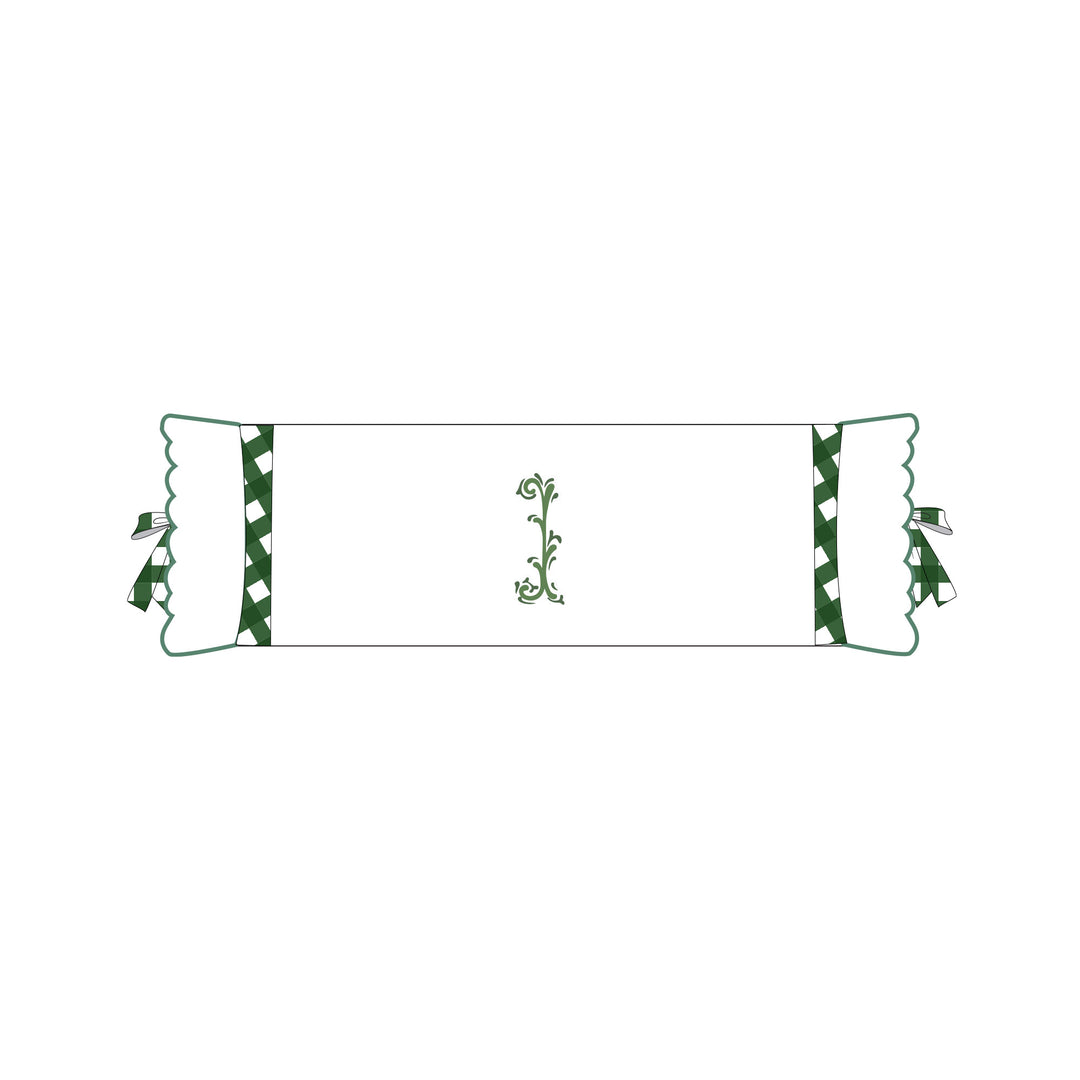 Seferî Flower Garden Bolster Cushion Cover with Monogram Embroidery - Green