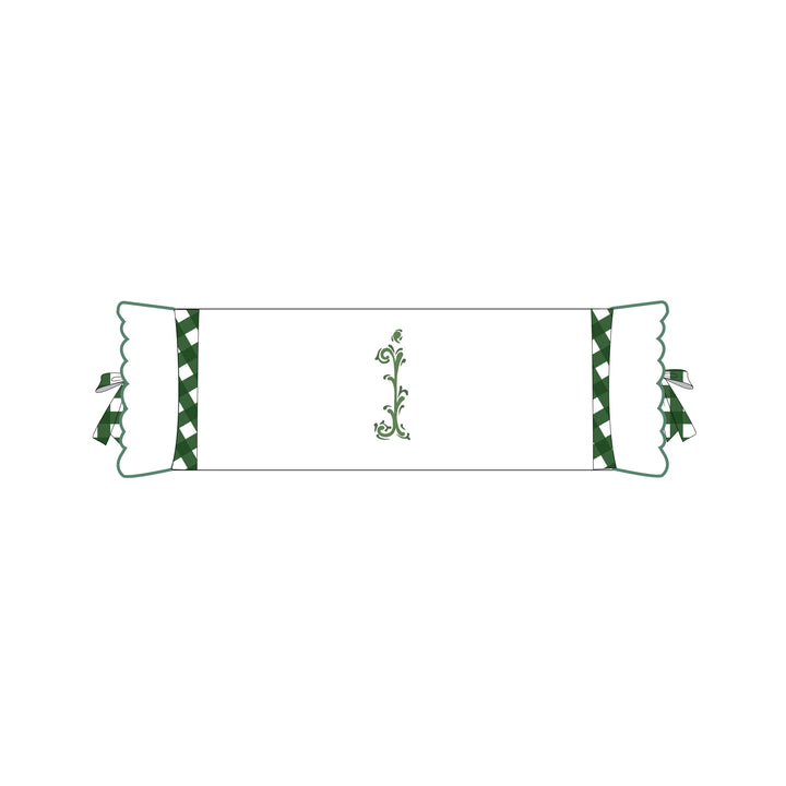 Seferî Flower Garden Bolster Cushion Cover with Monogram Embroidery - Green