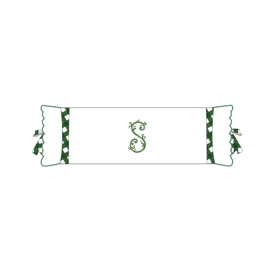 Seferî Flower Garden Bolster Cushion Cover with Monogram Embroidery - Green
