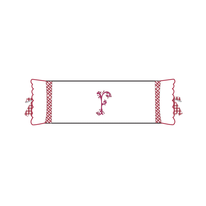 Seferî Flower Garden Bolster Cushion Cover with Monogram Embroidery - Pink