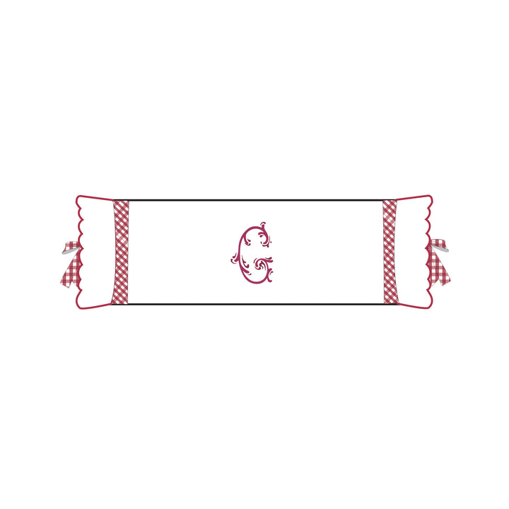 Seferî Flower Garden Bolster Cushion Cover with Monogram Embroidery - Pink