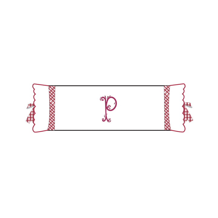 Seferî Flower Garden Bolster Cushion Cover with Monogram Embroidery - Pink