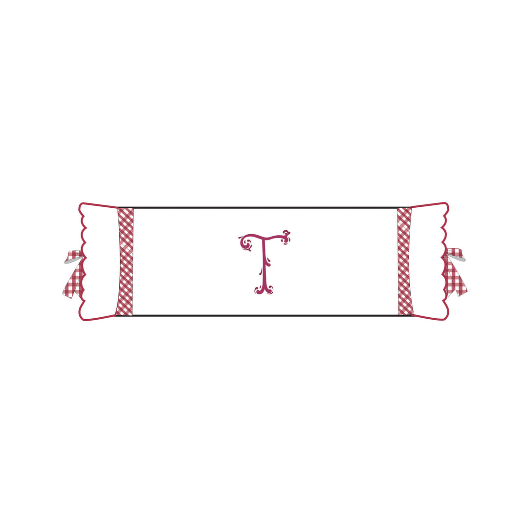 Seferî Flower Garden Bolster Cushion Cover with Monogram Embroidery - Pink