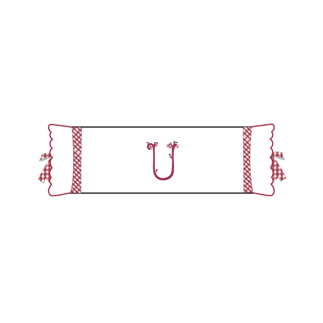Seferî Flower Garden Bolster Cushion Cover with Monogram Embroidery - Pink