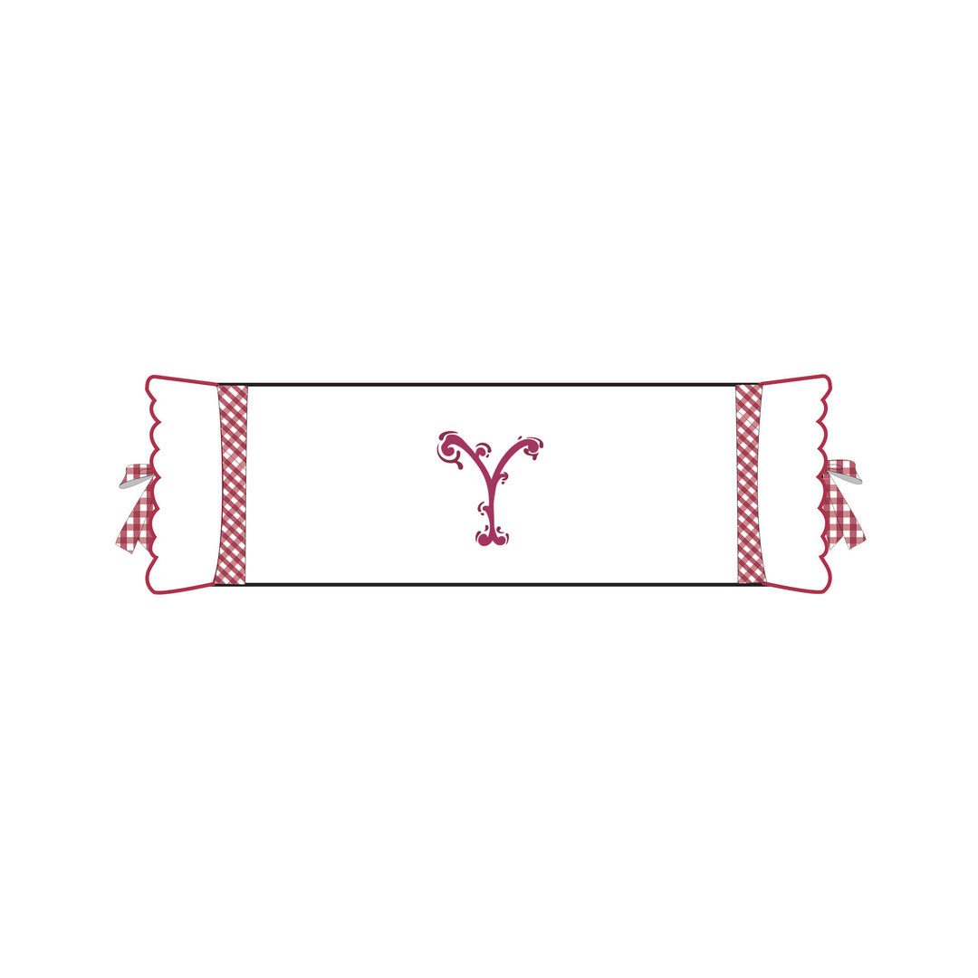 Seferî Flower Garden Bolster Cushion Cover with Monogram Embroidery - Pink