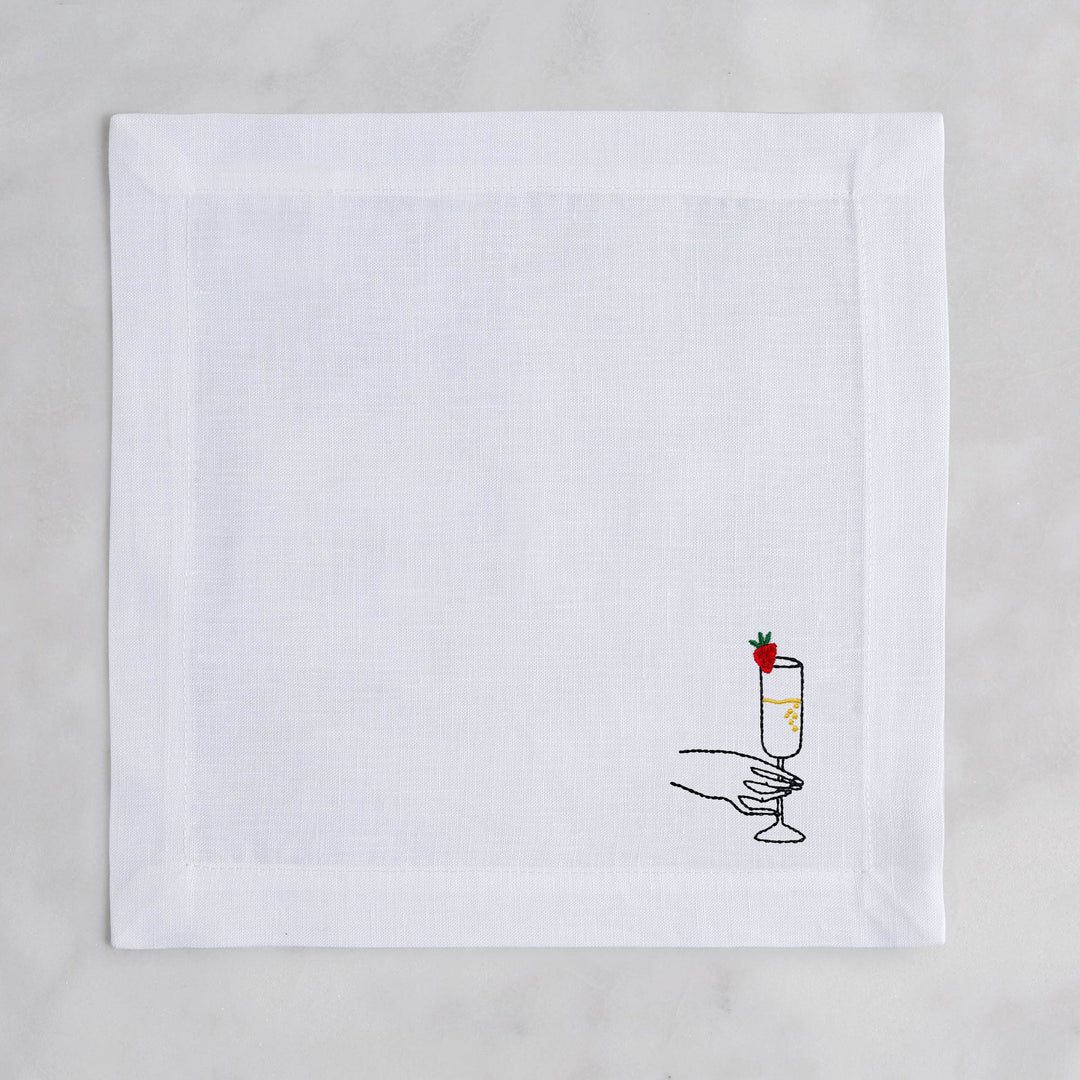 Celebration Linen Cocktail Napkin - Champagne