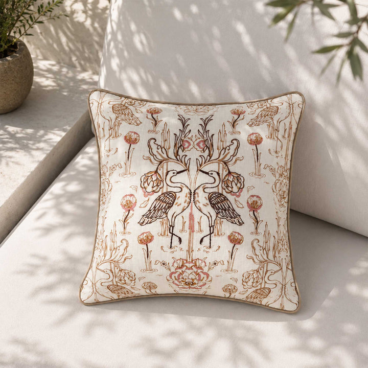 Everbound Decorative Cushion with Embroidery - Beige- 50x50 cm