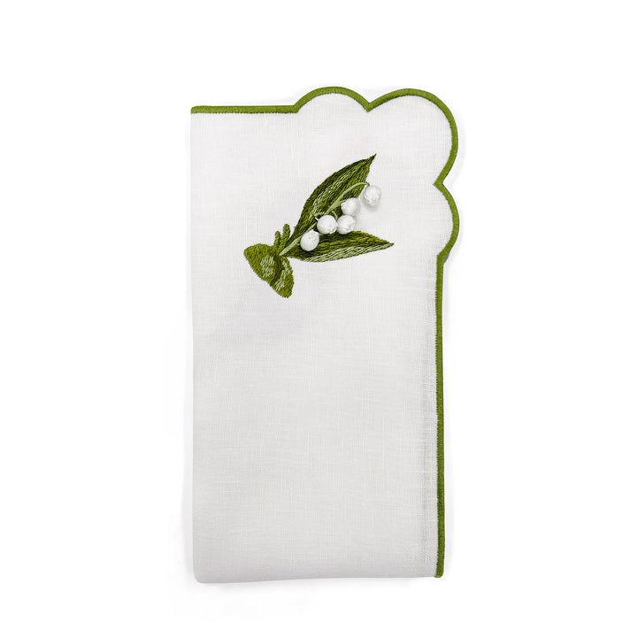 Seferî Nakışlı Peçete - Lily of the Valley - Beyaz - 4’lü Set