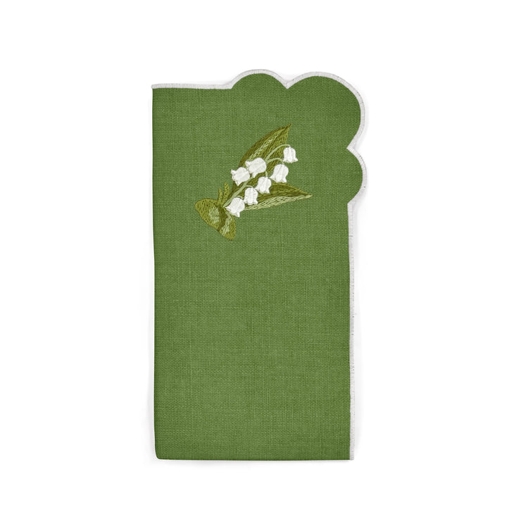 Seferî Nakışlı Peçete - Lily of the Valley - Yeşil - 4’lü Set