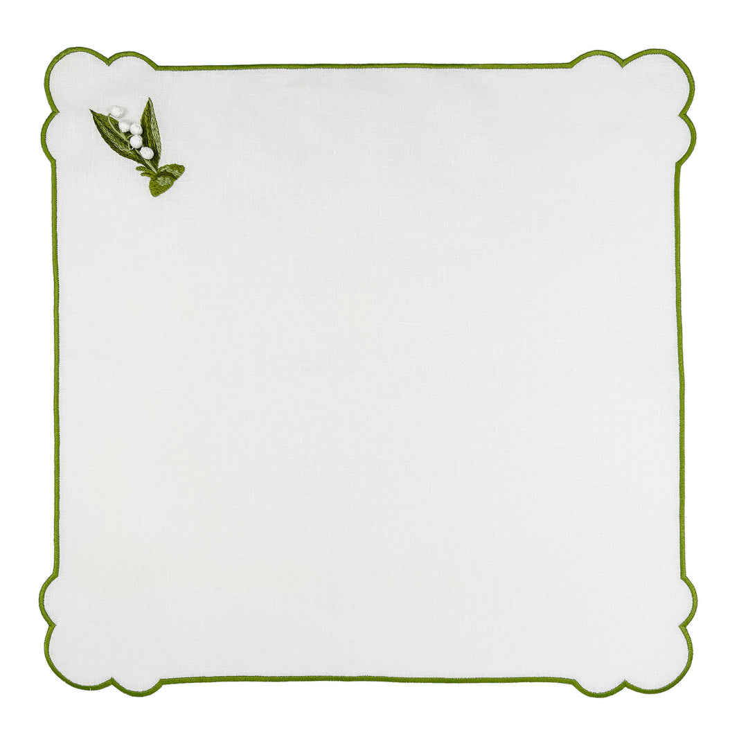 Seferî Nakışlı Peçete - Lily of the Valley - Beyaz - 4’lü Set