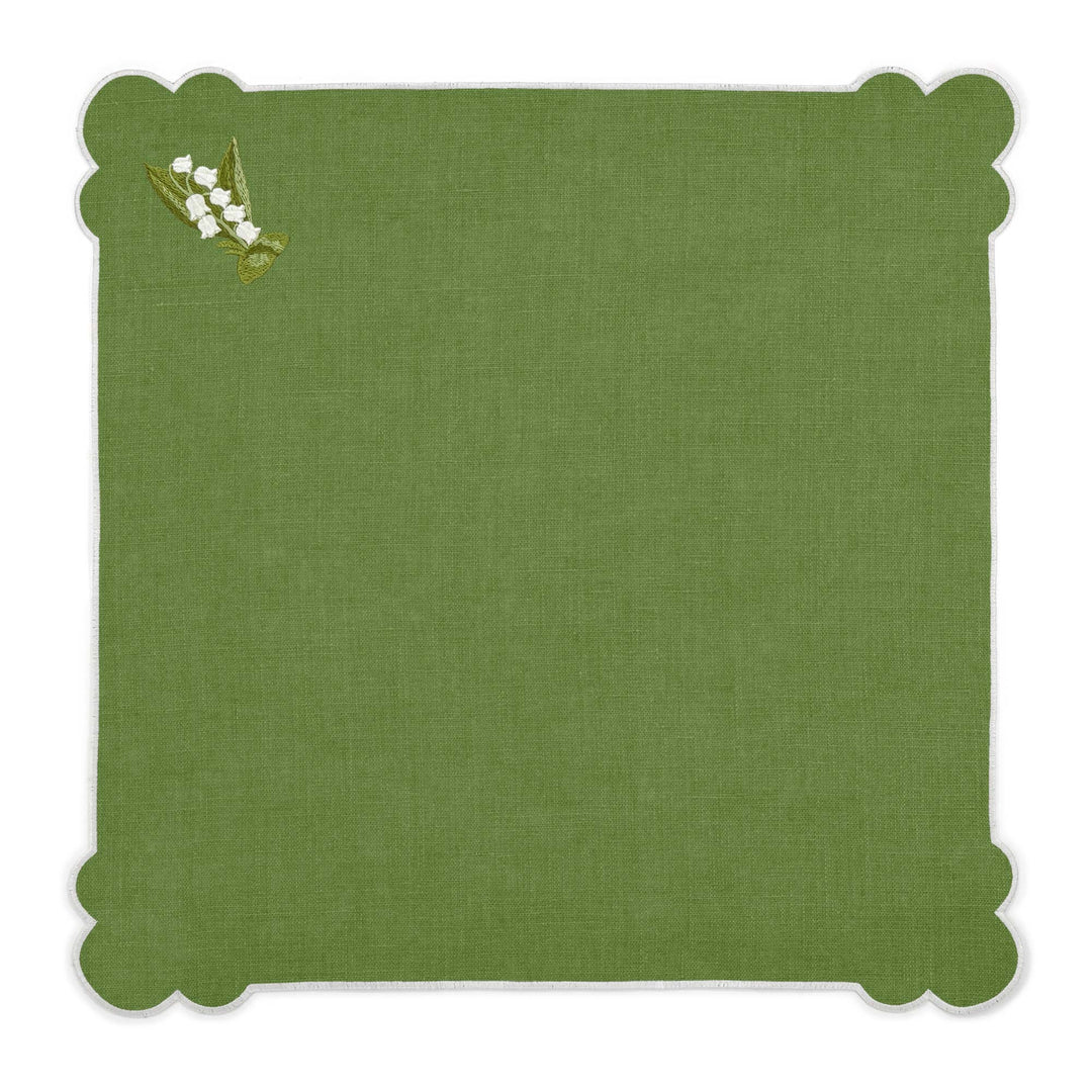 Seferî Nakışlı Peçete - Lily of the Valley - Yeşil - 4’lü Set