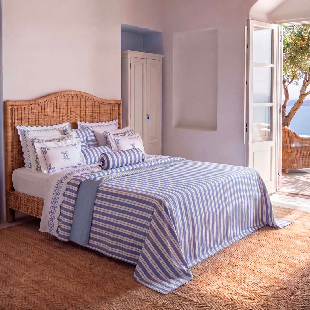 Seferî Ottoman Stripe Silindir Dekoratif Yastık - Mavi