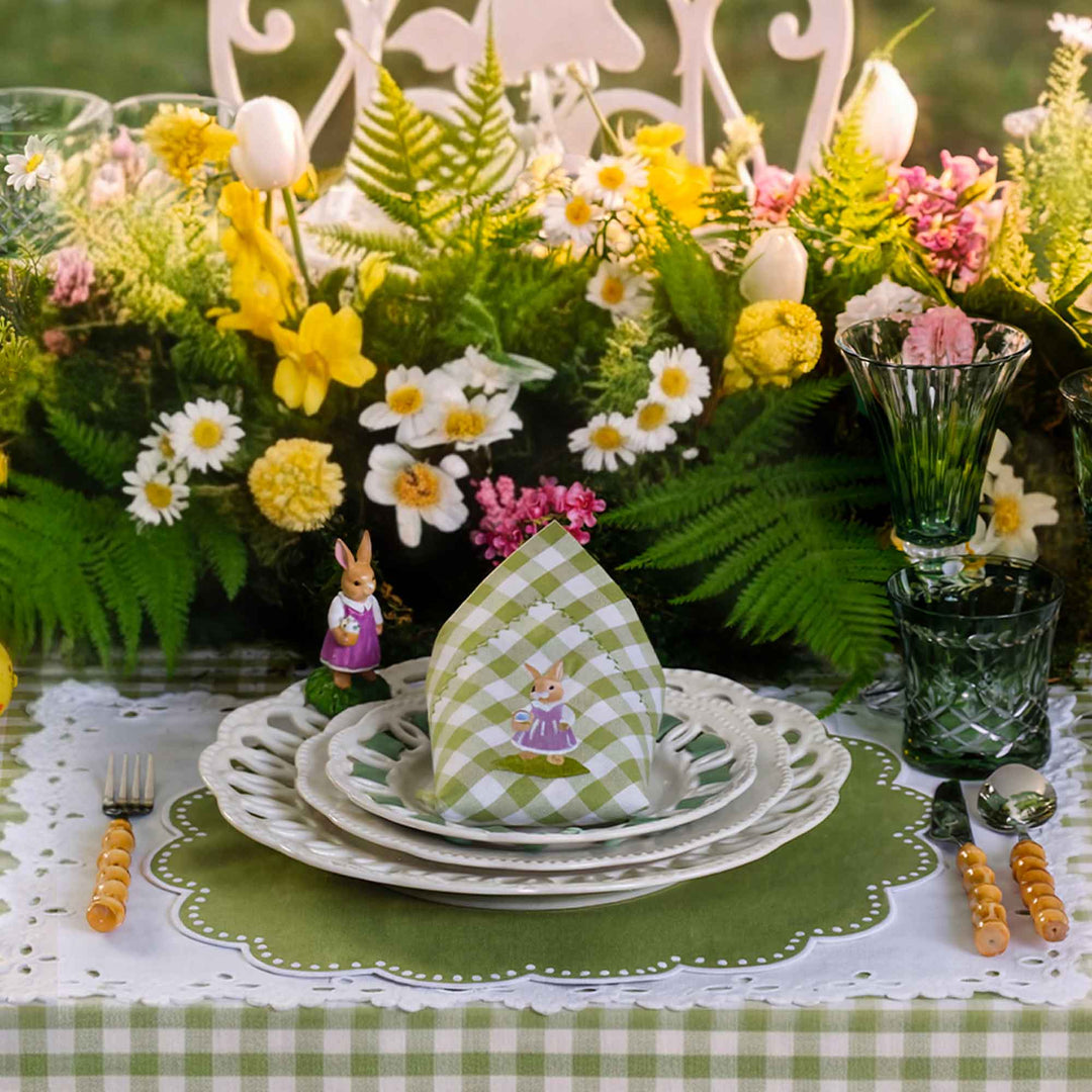 Seferî Pearl Round Placemat - Light Green