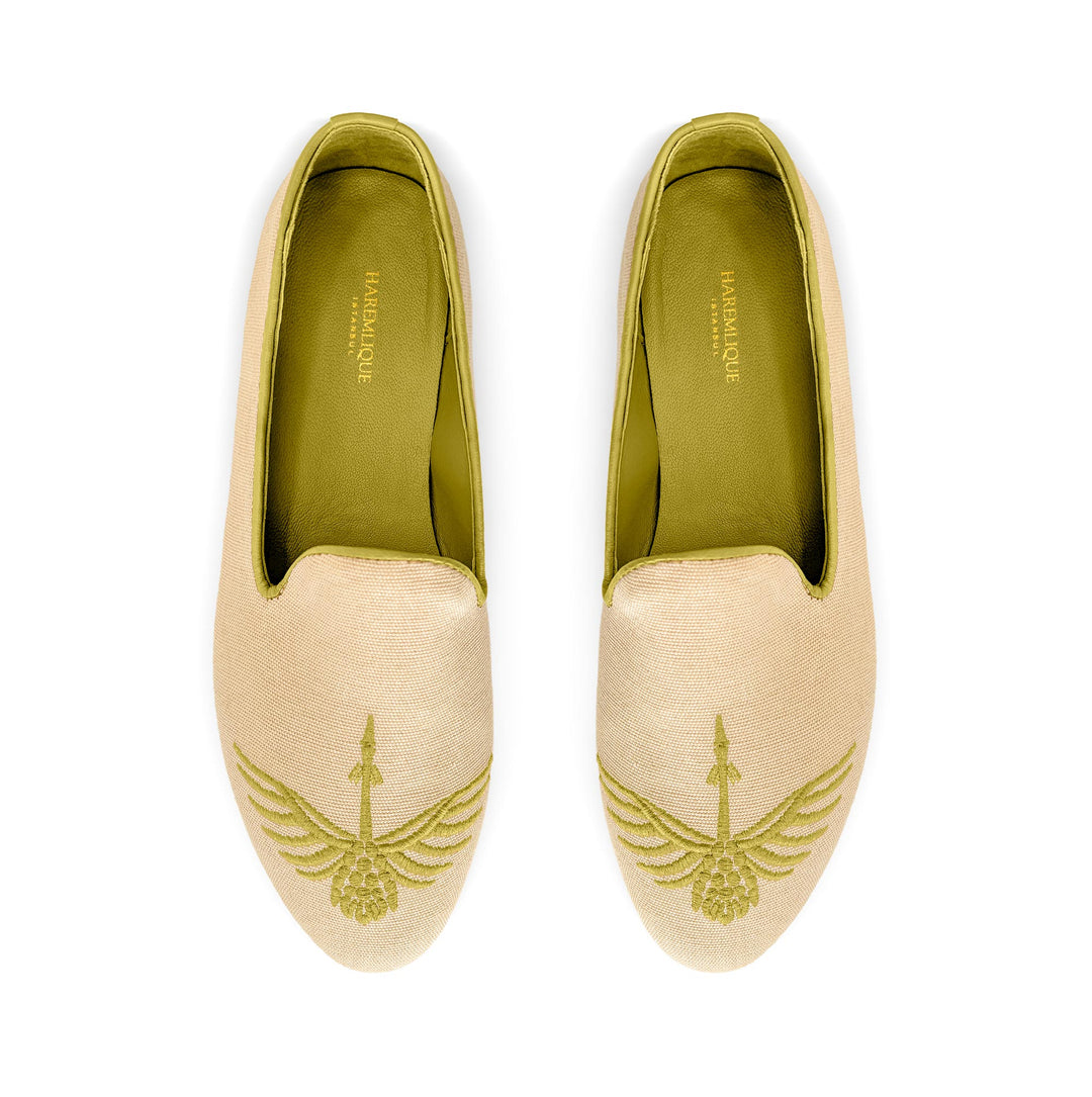 Crane Slipper - Beige/Green