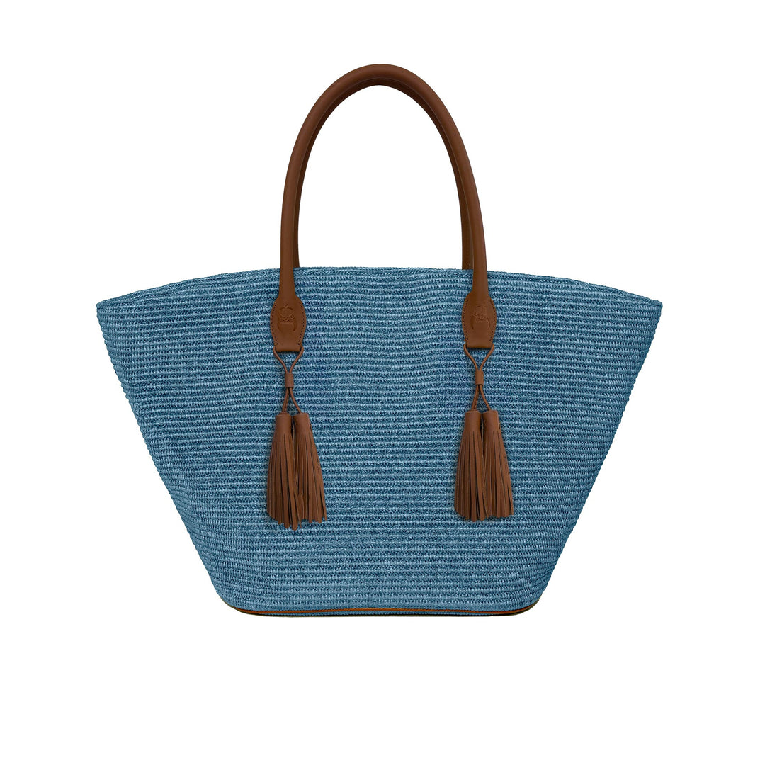 Blossom Fringe Beach Bag - Blue